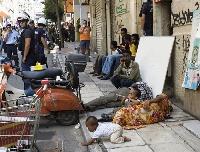Бездомные в Афинах