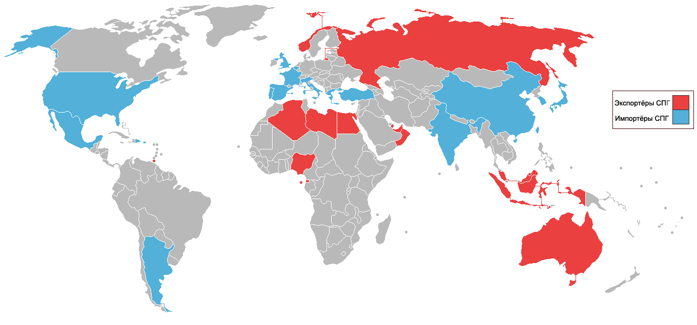 Импорт газа странами мира, иллюстрация