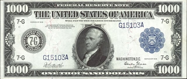 1918 Александр Гамильтон $ 1000 