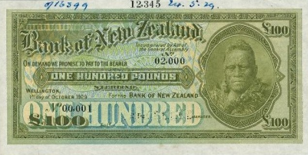 1929 банк Новой Зеландии Банкнота
