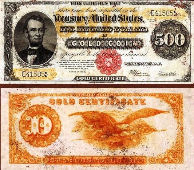 $ 500 золотой сертификат 1882 года